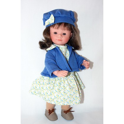 Кукла Мариэтта в цветочном платье и синем жакете 34 см Carmen Gonzalez